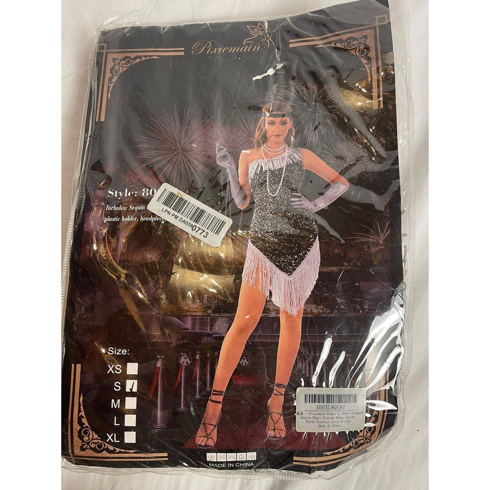Pixiemain Womens 1920s Flapper Sequin Fancy Costume‎ Dress Gatsby Party Small
